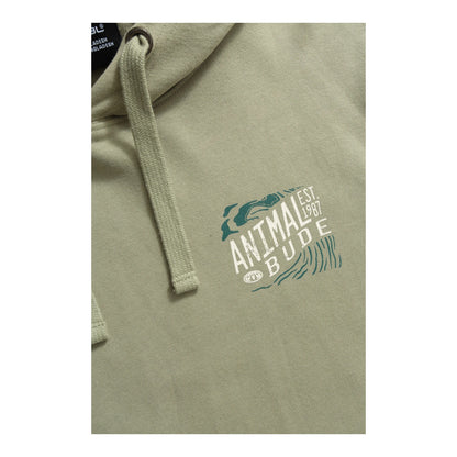 Khaki Green - Side - Animal Mens Bude Graphic Print Organic Cotton Hoodie