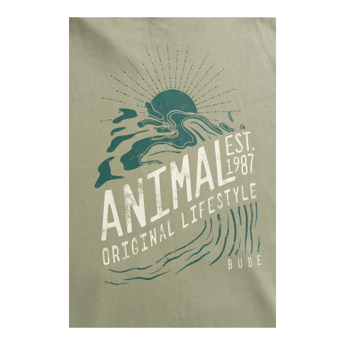 Khaki Green - Lifestyle - Animal Mens Bude Graphic Print Organic Cotton Hoodie