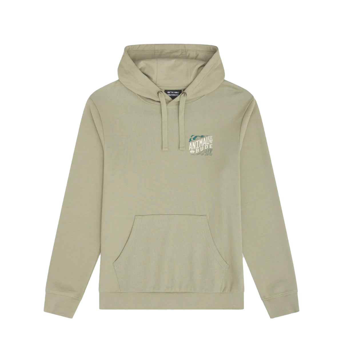 Khaki Green - Front - Animal Mens Bude Graphic Print Organic Cotton Hoodie