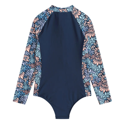 Navy - Back - Animal Kids Long Sleeve One Piece Swimsuit