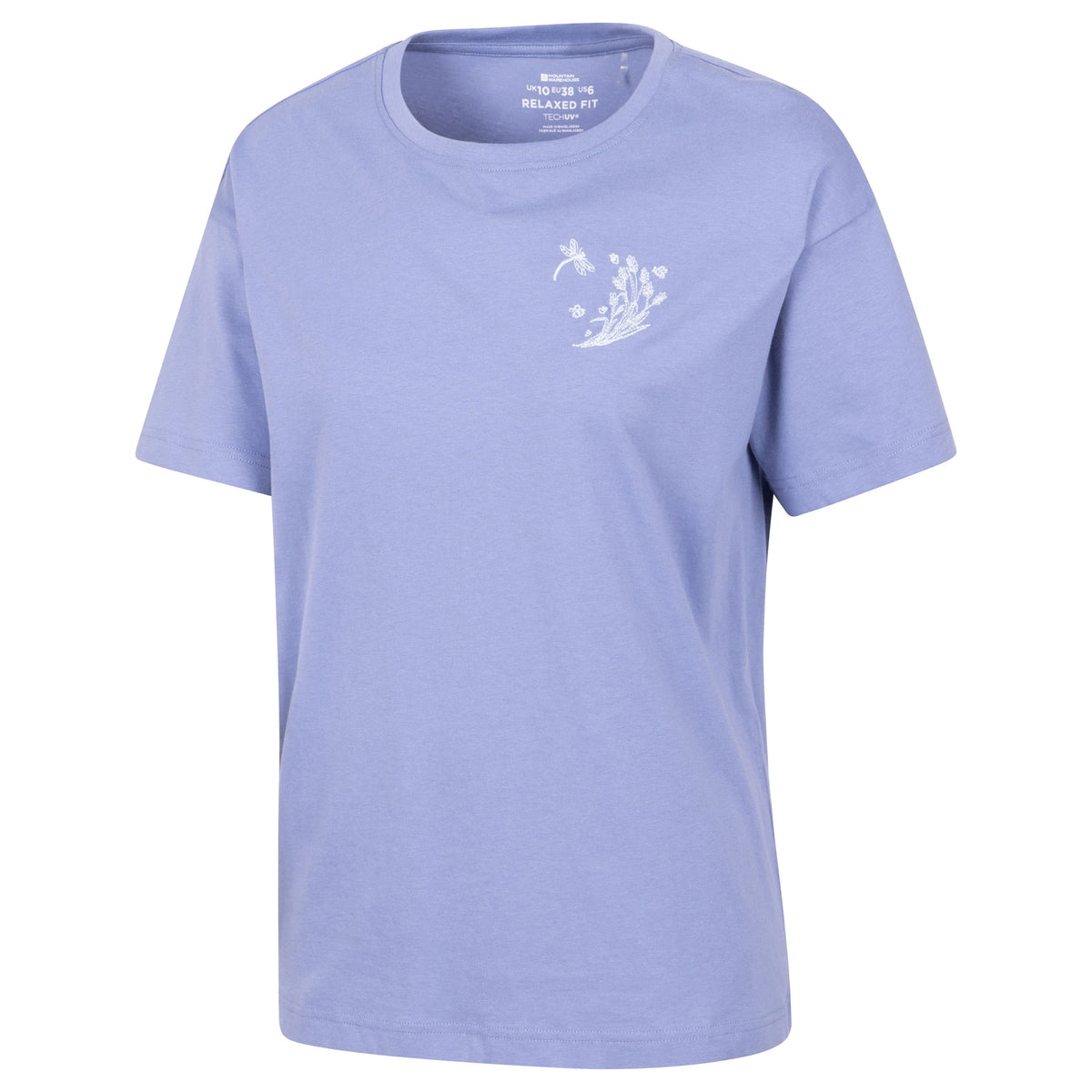 Cornflower Blue - Side - Mountain Warehouse Womens Ladies Dragonfly Embroidered Relaxed Fit Short Sleeved T Shirt