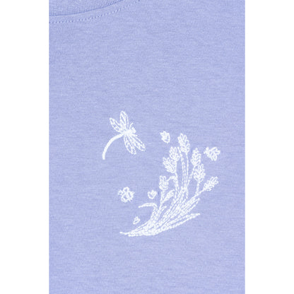 Cornflower Blue - Lifestyle - Mountain Warehouse Womens Ladies Dragonfly Embroidered Relaxed Fit Short Sleeved T Shirt