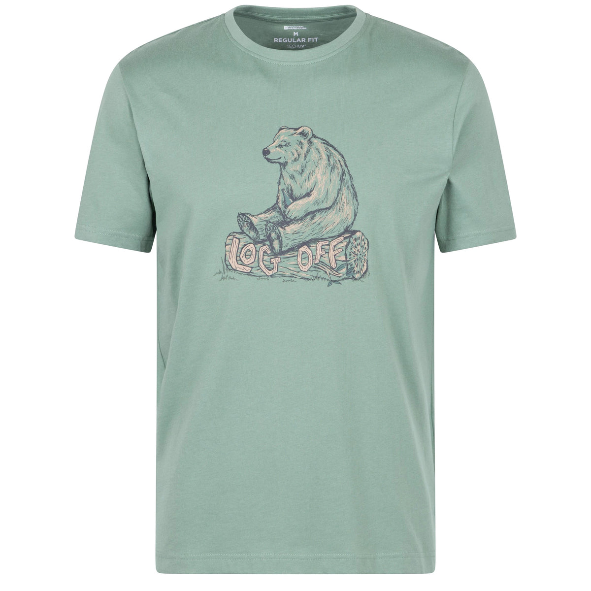 Khaki Green - Front - Mountain Warehouse Mens Log Off Graphic Short Sleeve T-Shirt