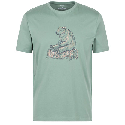Khaki Green - Front - Mountain Warehouse Mens Log Off Graphic Short Sleeve T-Shirt