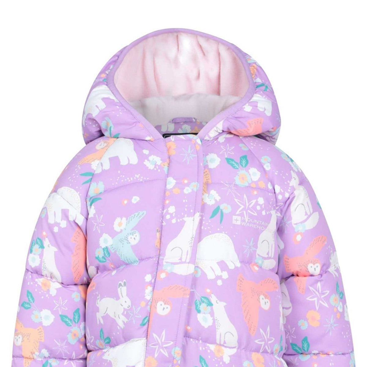 Bright Pink - Back - Mountain Warehouse Toddler Frosty Woodland Animals Padded Snowsuit