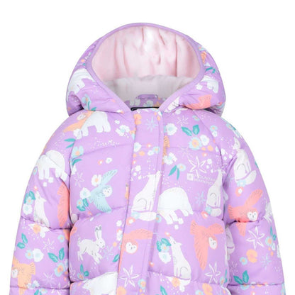 Bright Pink - Back - Mountain Warehouse Toddler Frosty Woodland Animals Padded Snowsuit