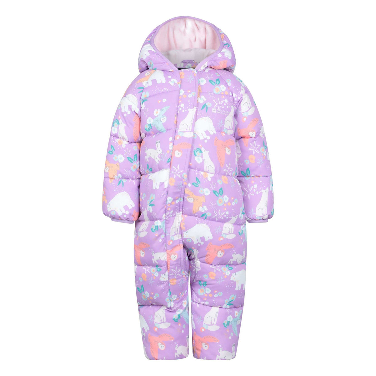 Bright Pink - Front - Mountain Warehouse Toddler Frosty Woodland Animals Padded Snowsuit