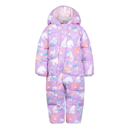 Bright Pink - Front - Mountain Warehouse Toddler Frosty Woodland Animals Padded Snowsuit