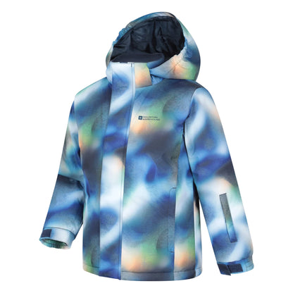 Dark Blue - Side - Mountain Warehouse Childrens Mogal Printed Fleece Lined Ski Jacket
