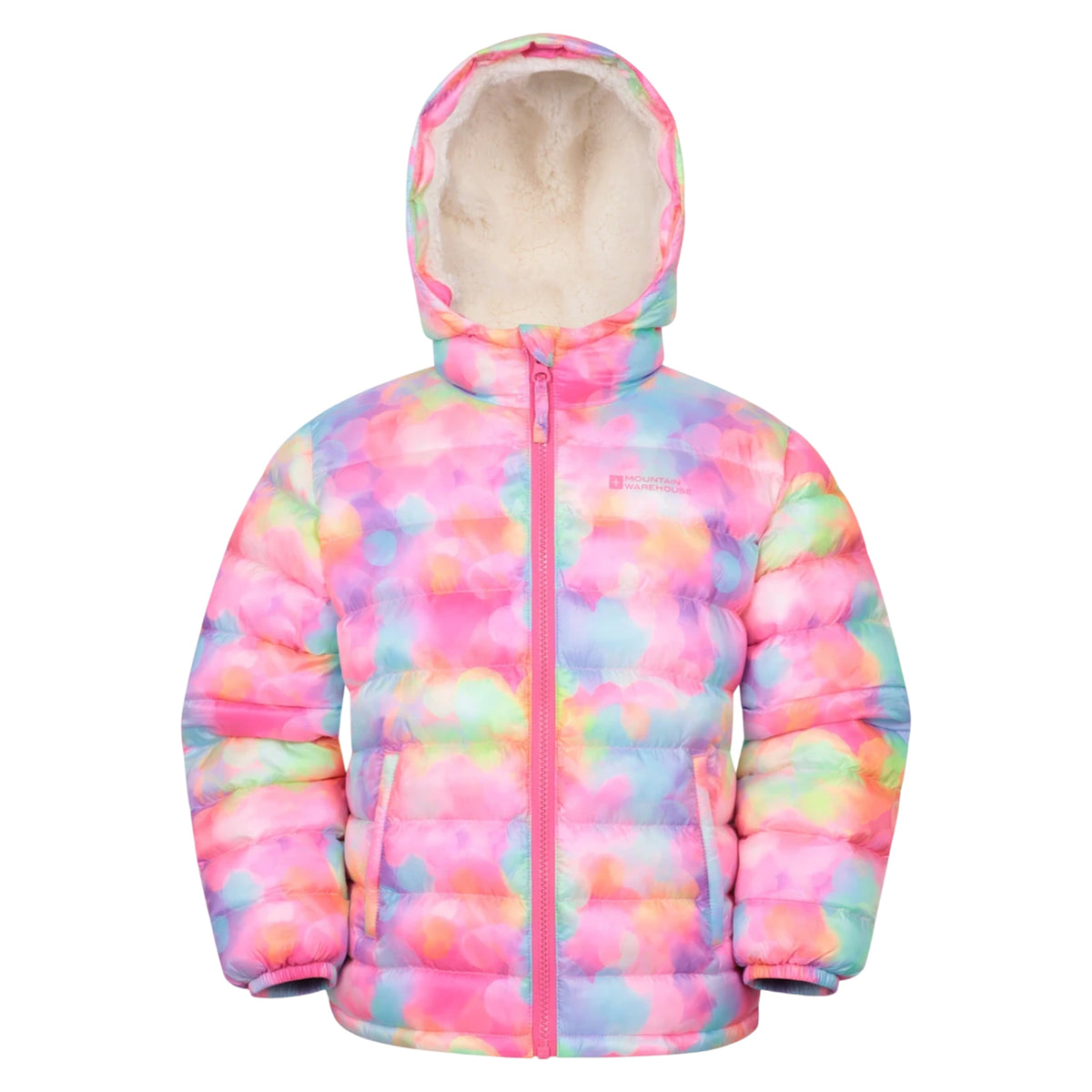 Pink - Front - Mountain Warehouse Childrens Seasons Faux Fur Lined Padded Jacket