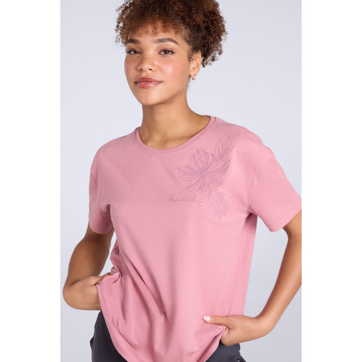 Pink - Front - Animal Womens-Ladies Leena Organic Cotton Boxy T-Shirt