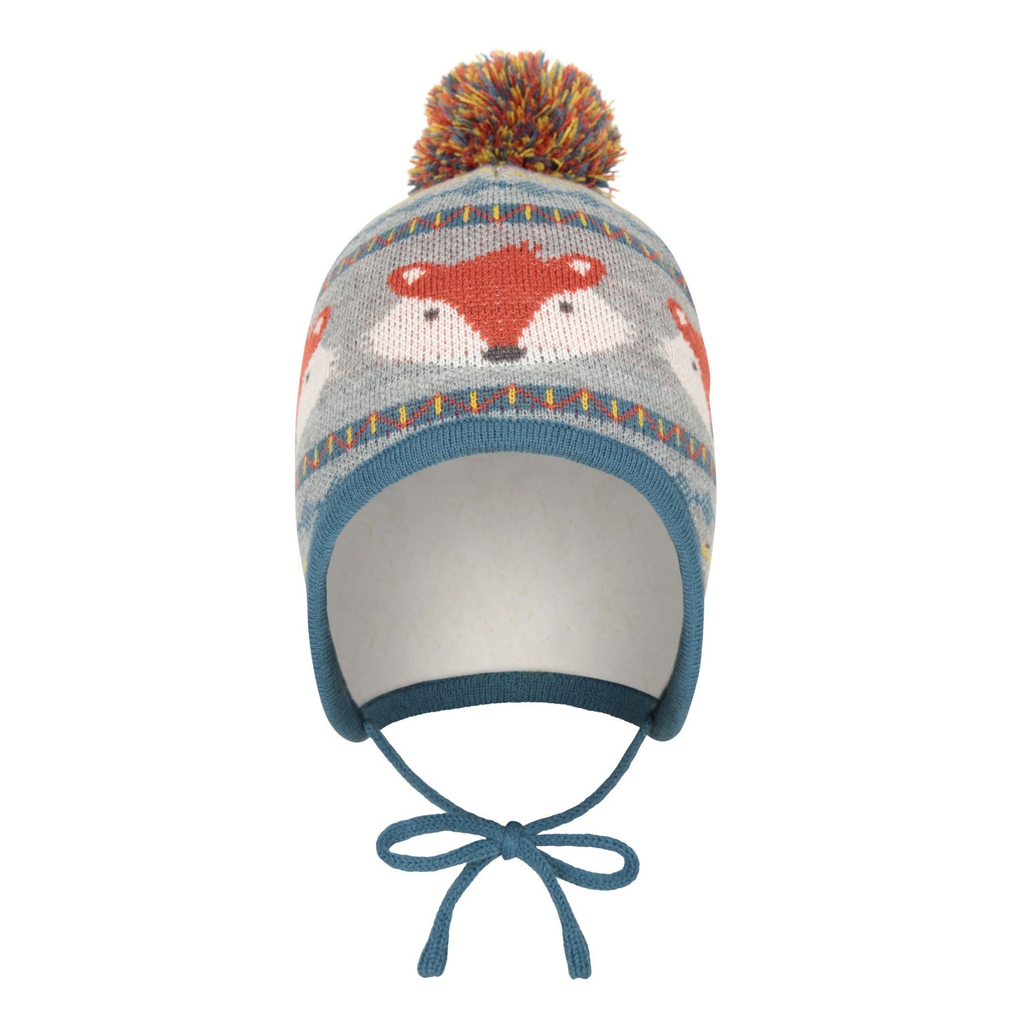Grey-Blue-Orange - Front - Mountain Warehouse Childrens-Kids Fox Trapper Hat