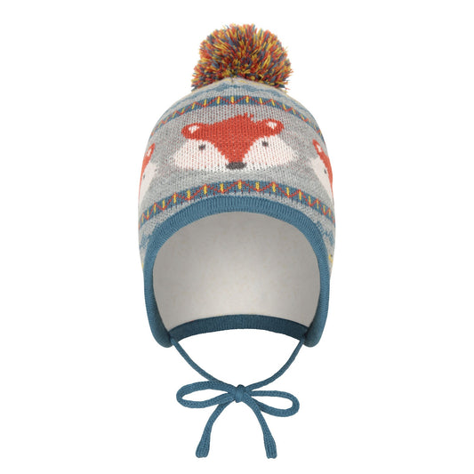 Grey-Blue-Orange - Front - Mountain Warehouse Childrens-Kids Fox Trapper Hat