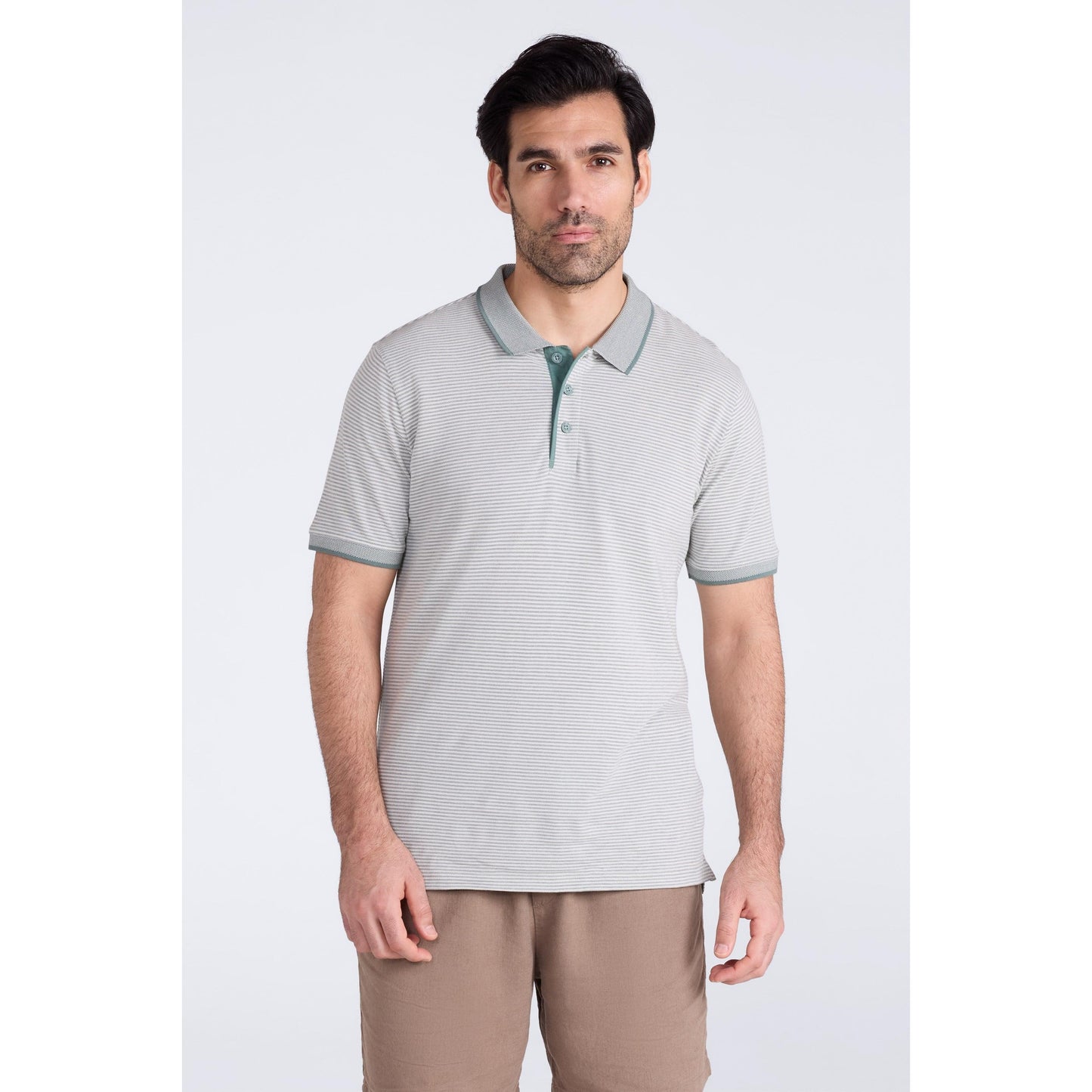 Light Khaki - Front - Mountain Warehouse Mens Dawnay Textured Pique Polo Shirt