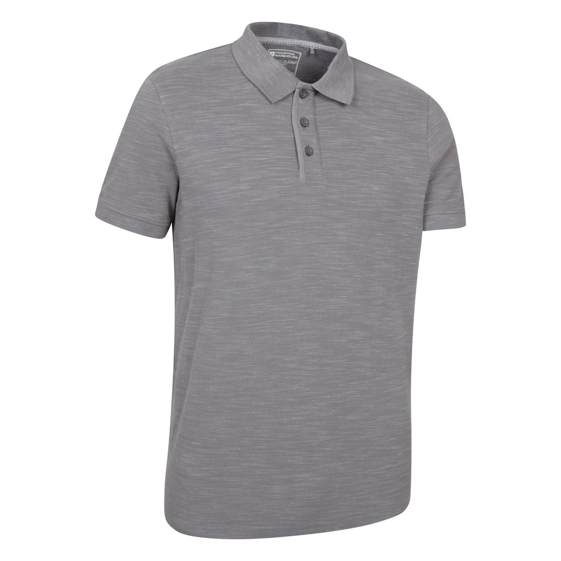 Charcoal - Side - Mountain Warehouse Mens Dawnay Textured Pique Polo Shirt