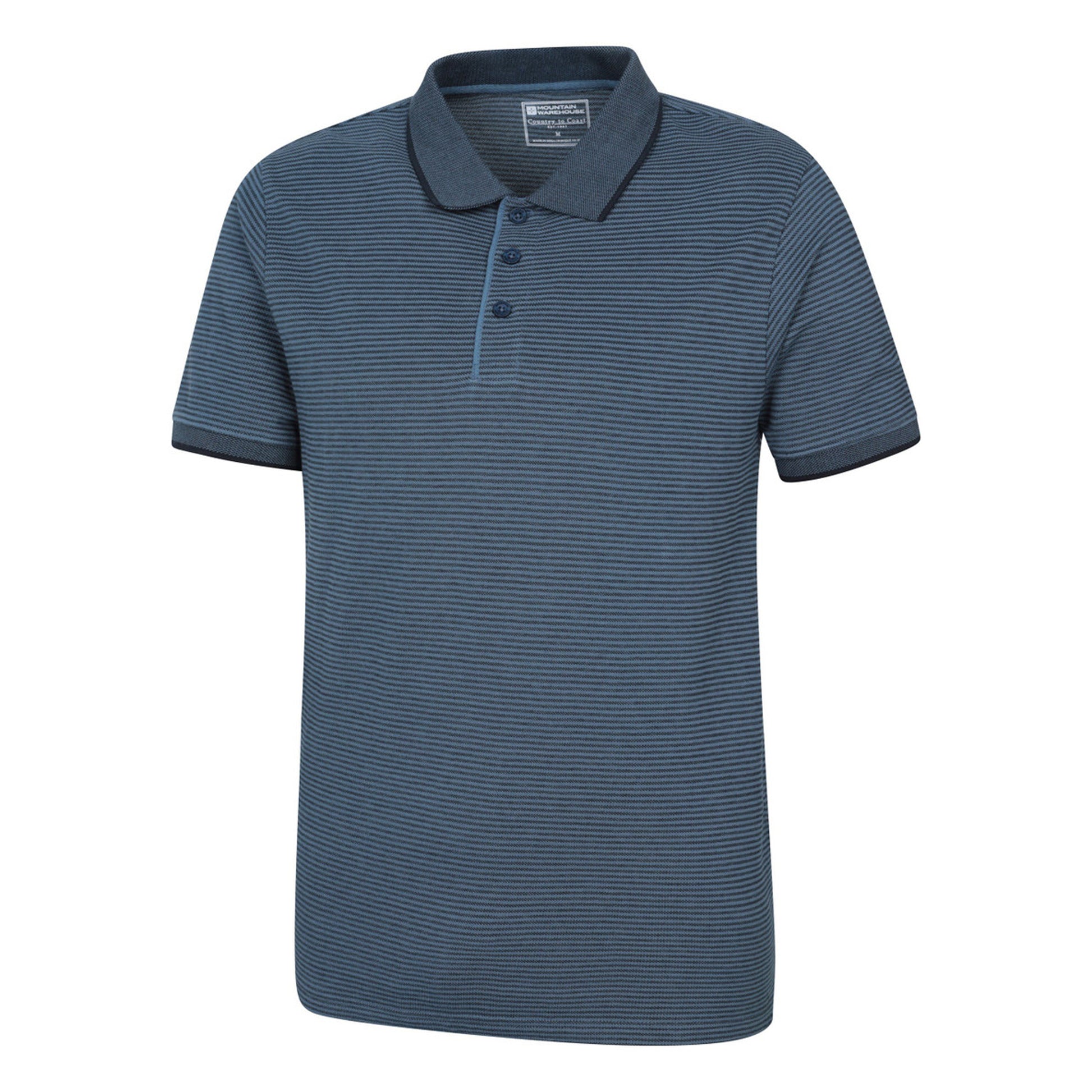 Dark Blue - Lifestyle - Mountain Warehouse Mens Dawnay Textured Pique Polo Shirt