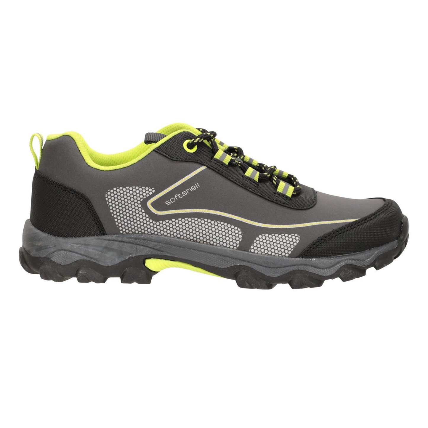 Bright Green - Side - Mountain Warehouse Childrens-Kids Softshell Walking Shoes