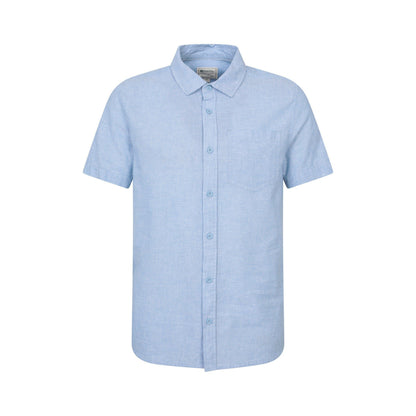 Blue - Front - Mountain Warehouse Mens Lowe Linen Blend Shirt