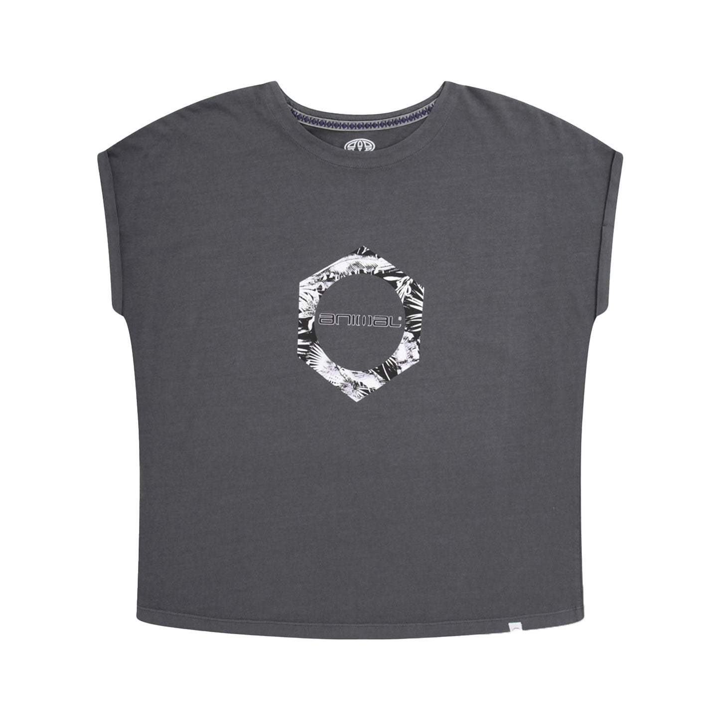 Grey - Front - Animal Womens-Ladies Holly Printed Organic T-Shirt