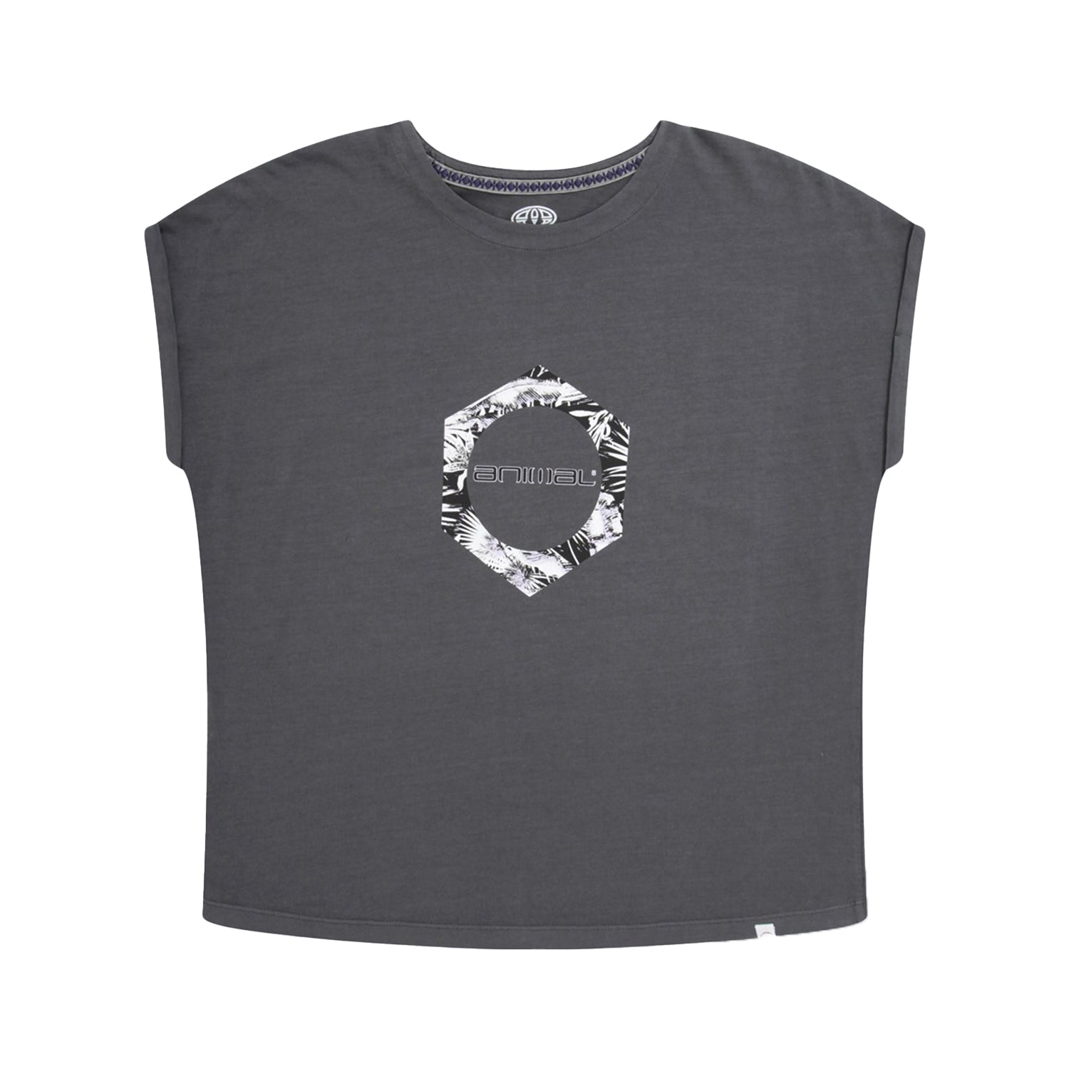 Grey - Front - Animal Womens-Ladies Holly Printed Organic T-Shirt