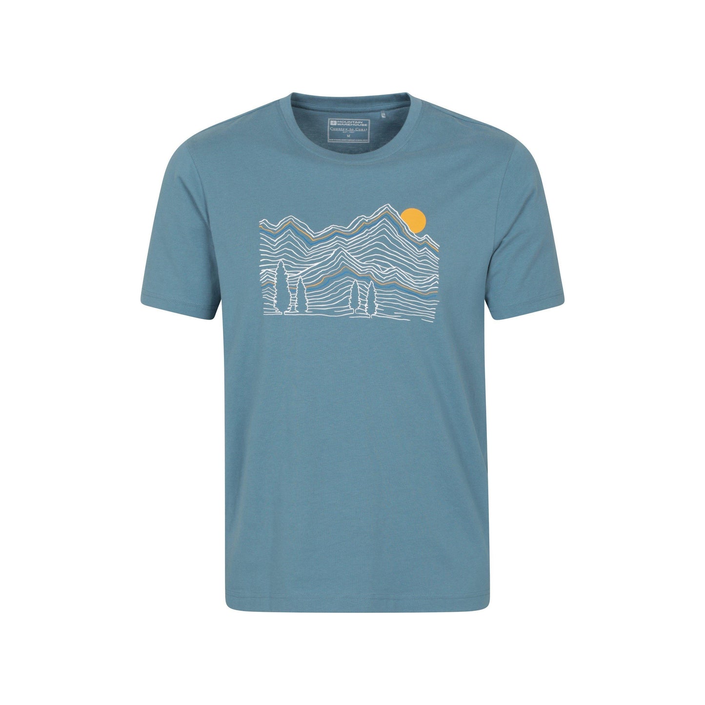 Blue - Front - Mountain Warehouse Mens Linear Organic T-Shirt