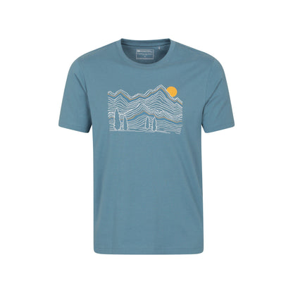Blue - Front - Mountain Warehouse Mens Linear Organic T-Shirt