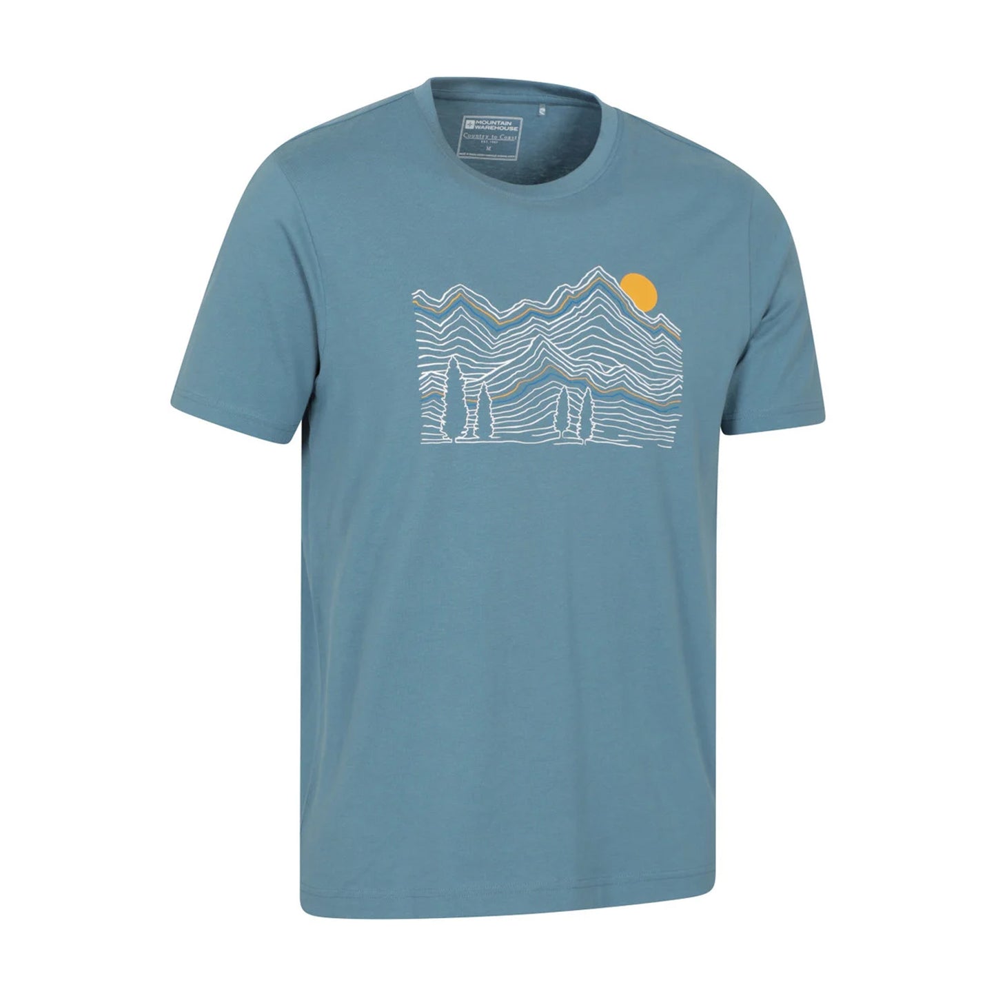 Blue - Side - Mountain Warehouse Mens Linear Organic T-Shirt