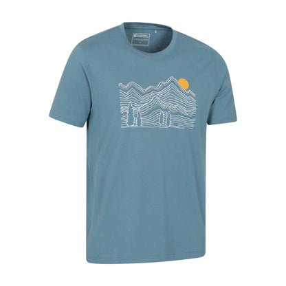 Blue - Side - Mountain Warehouse Mens Linear Organic T-Shirt