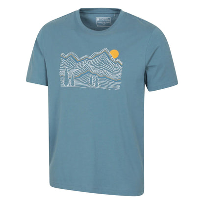Blue - Lifestyle - Mountain Warehouse Mens Linear Organic T-Shirt