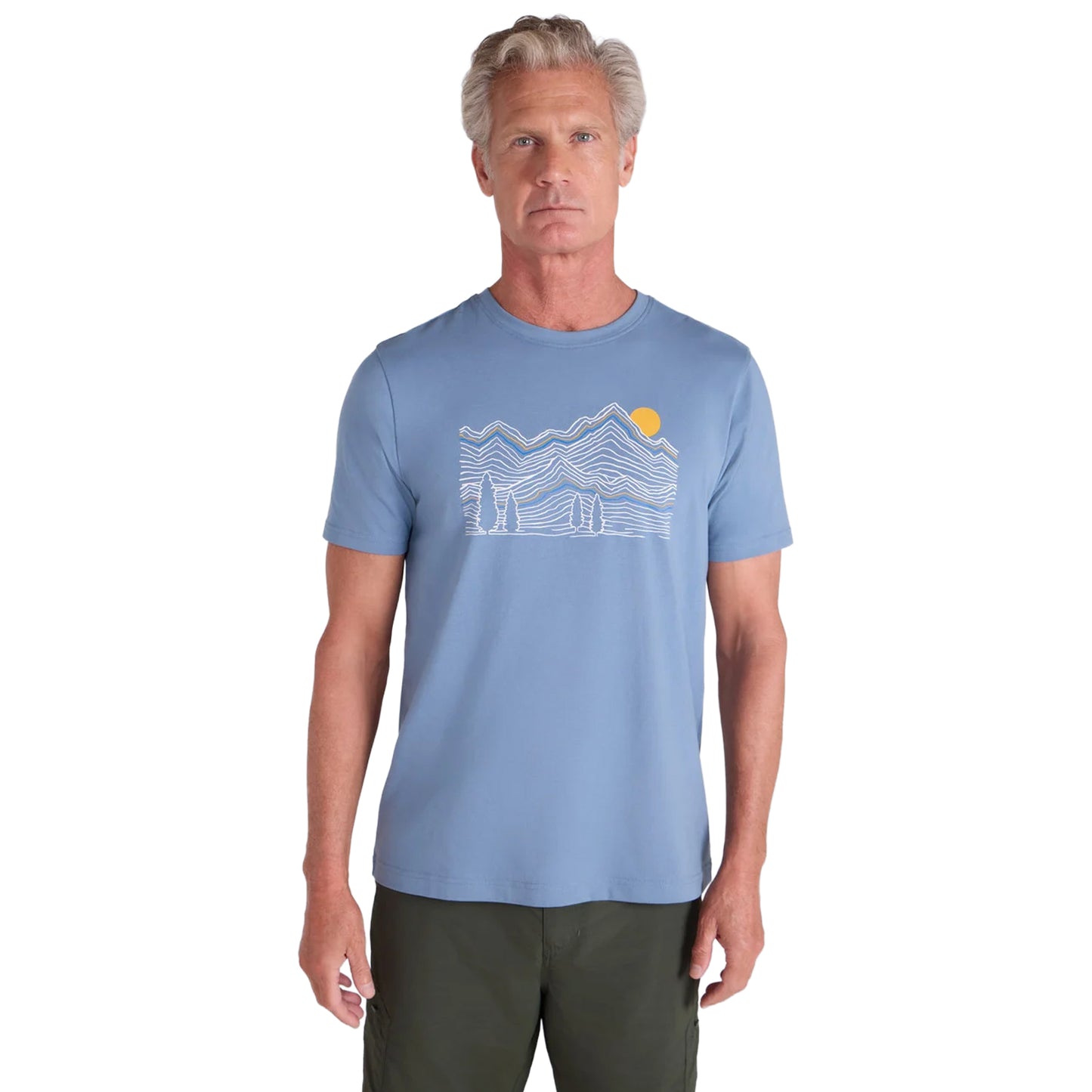 Blue - Pack Shot - Mountain Warehouse Mens Linear Organic T-Shirt