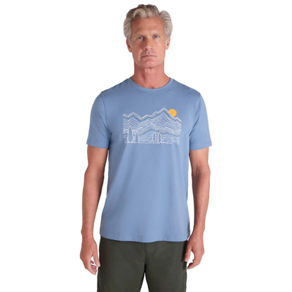 Blue - Pack Shot - Mountain Warehouse Mens Linear Organic T-Shirt