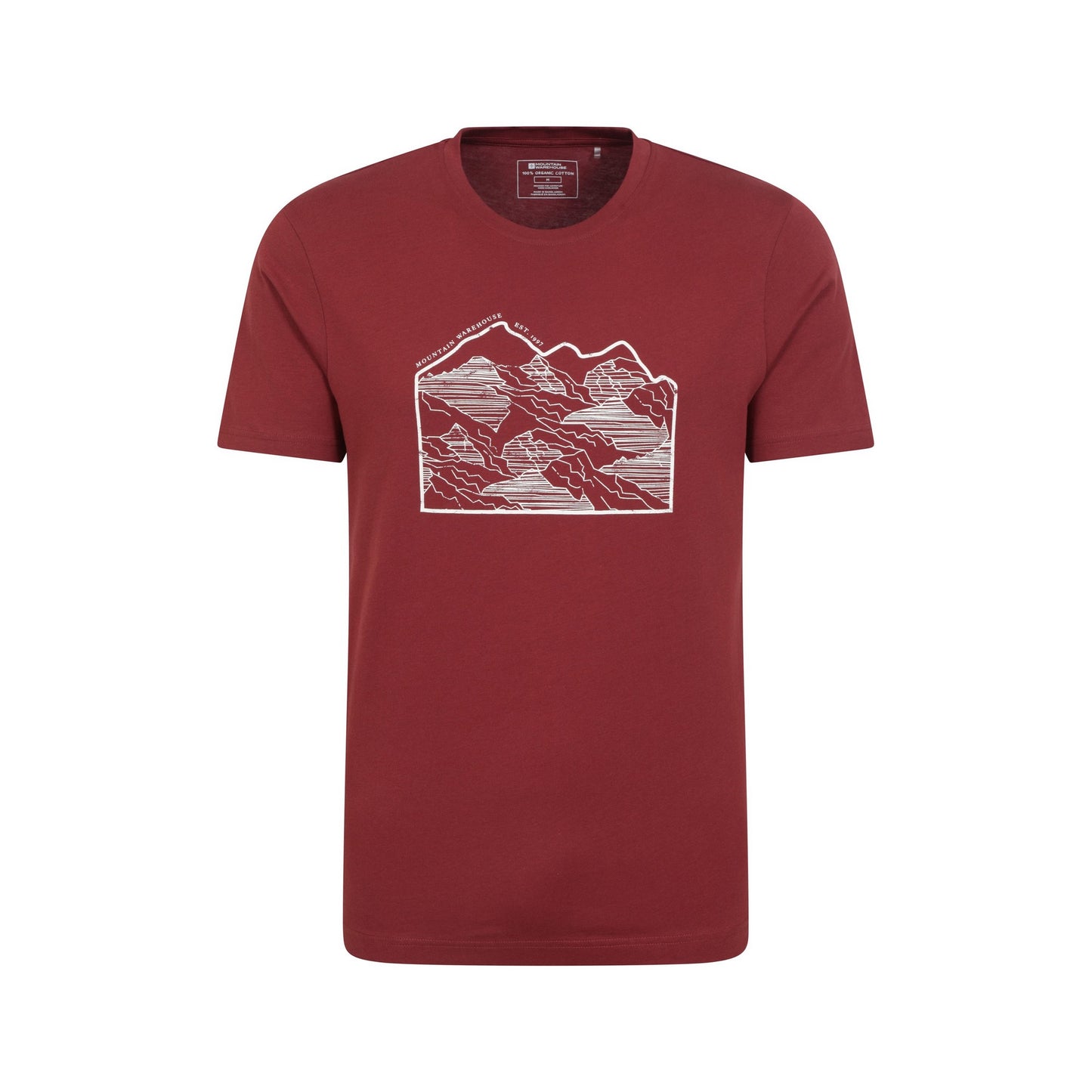 Dark Burgundy - Front - Mountain Warehouse Mens Linear Organic T-Shirt