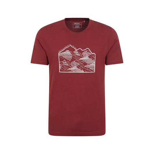 Dark Burgundy - Front - Mountain Warehouse Mens Linear Organic T-Shirt