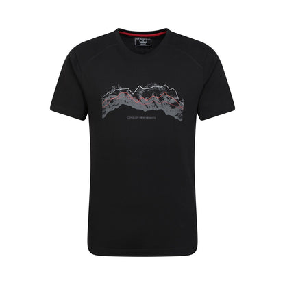 Black - Front - Mountain Warehouse Mens Tech Mountains Organic T-Shirt