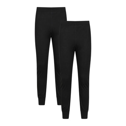 Black - Front - Mountain Warehouse Mens Talus Base Layer Bottoms (Pack of 2)