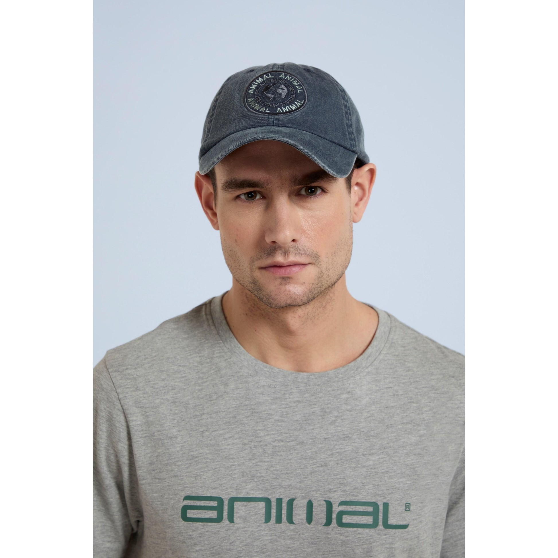 Navy - Front - Animal Unisex Adult Luca Patch Organic Baseball Cap