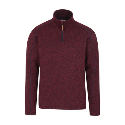 Dark Red - Front - Mountain Warehouse Mens Idris II Half Zip Fleece Top