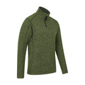 Dark Khaki - Side - Mountain Warehouse Mens Idris II Half Zip Fleece Top