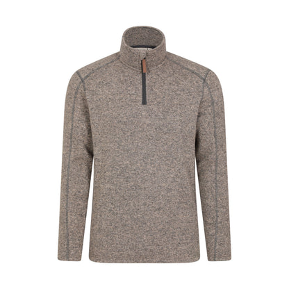 Beige - Front - Mountain Warehouse Mens Idris II Half Zip Fleece Top