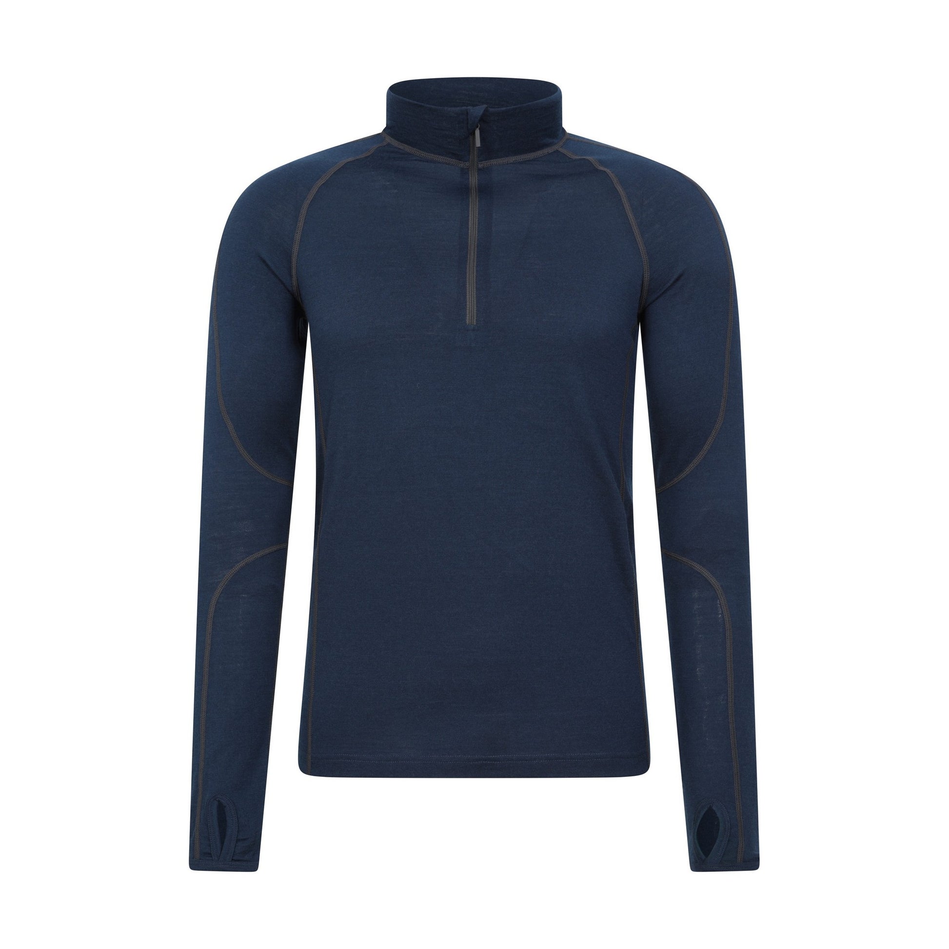 Dark Blue - Front - Mountain Warehouse Mens Asgard III Merino Wool Thermal Top