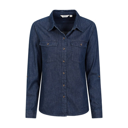 Blue - Pack Shot - Mountain Warehouse Womens-Ladies Darla Denim Shirt