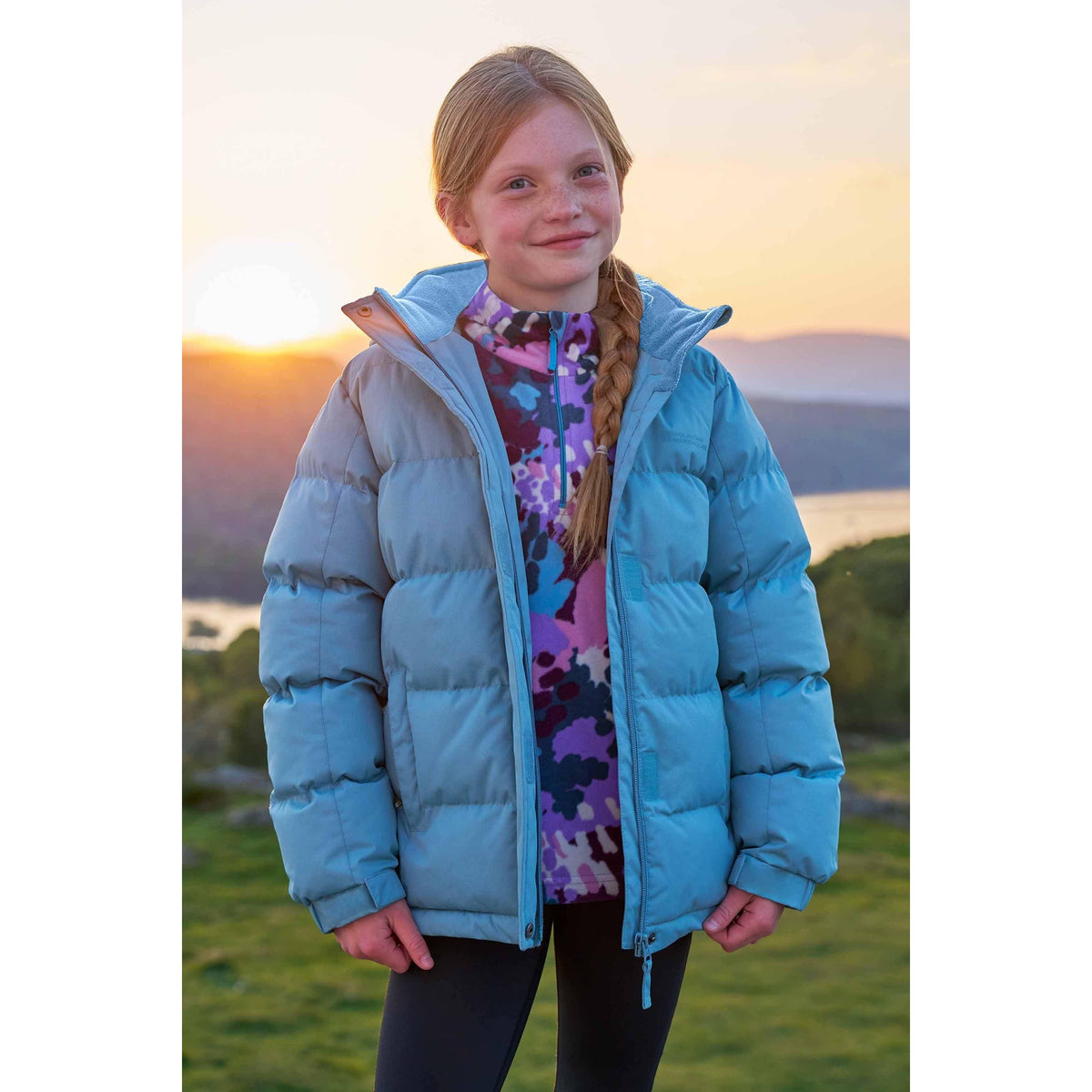 Teal - Front - Mountain Warehouse Childrens-Kids Snow II Water Resistant Padded Jacket