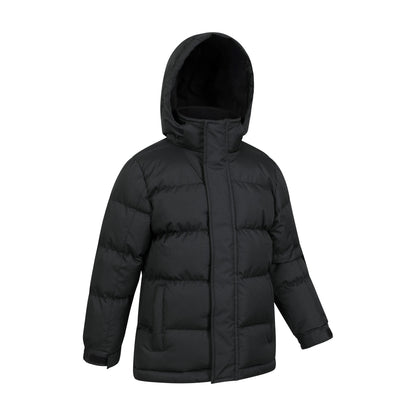 Jet Black - Side - Mountain Warehouse Childrens-Kids Snow II Water Resistant Padded Jacket