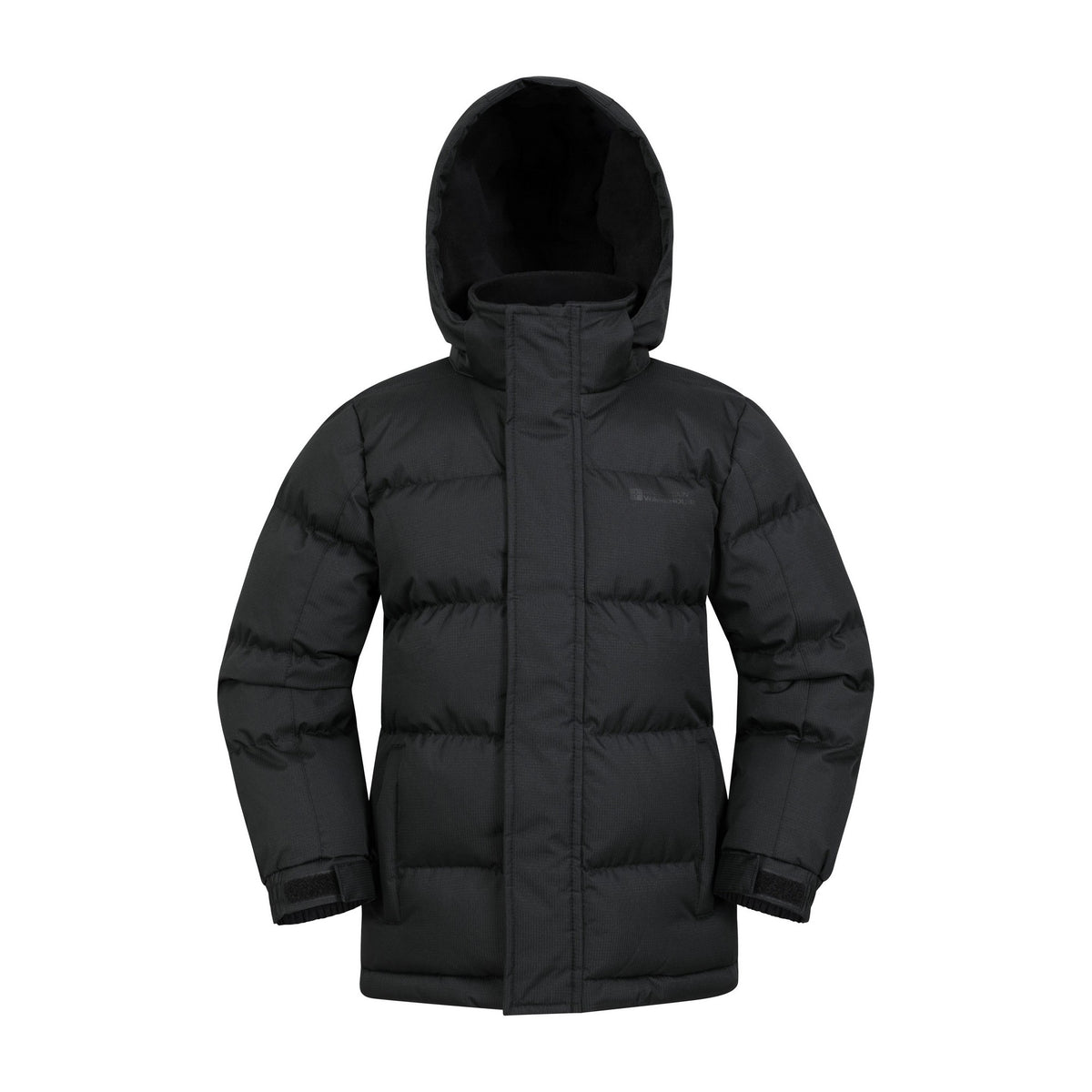 Jet Black - Front - Mountain Warehouse Childrens-Kids Snow II Water Resistant Padded Jacket