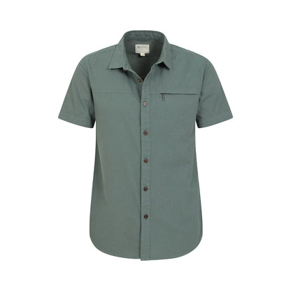Dark Blue - Pack Shot - Mountain Warehouse Mens Coconut Slub Short-Sleeved Shirt