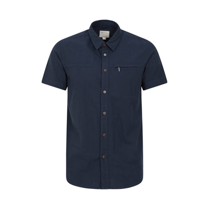 Navy - Front - Mountain Warehouse Mens Coconut Slub Short-Sleeved Shirt