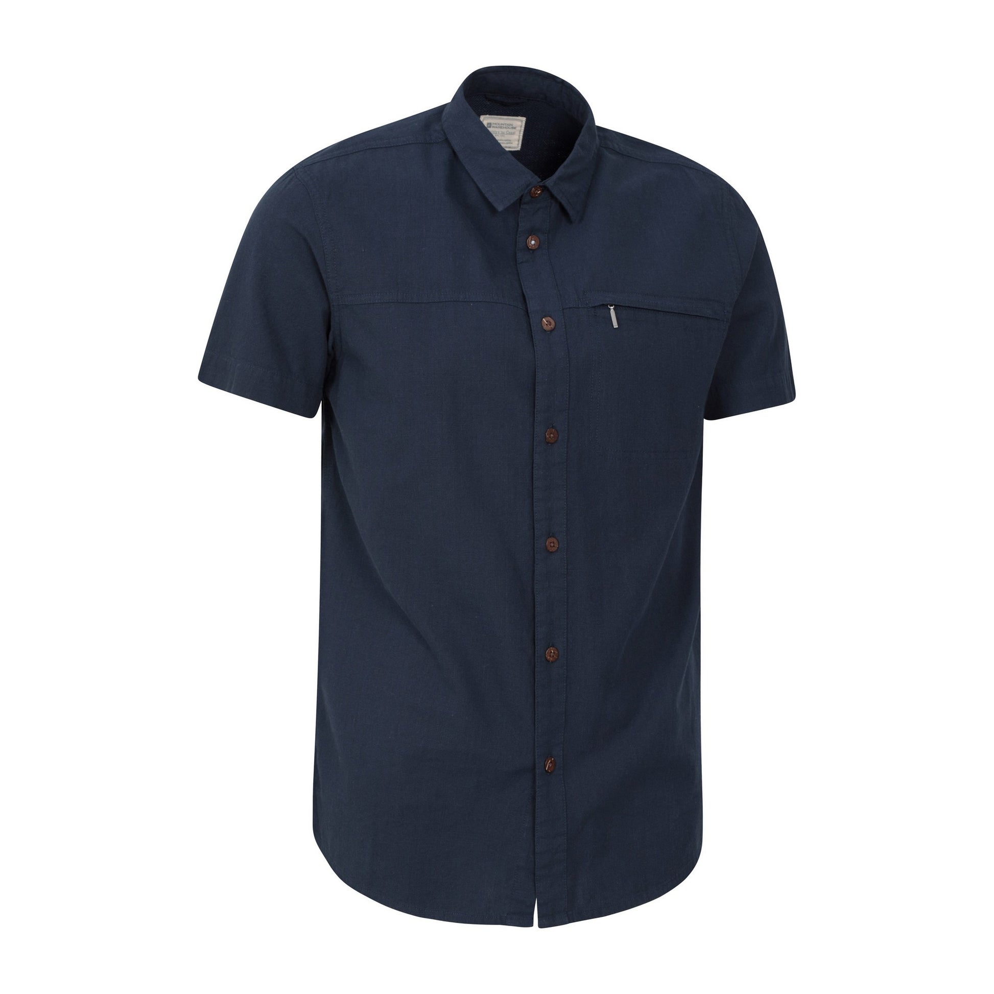 Navy - Side - Mountain Warehouse Mens Coconut Slub Short-Sleeved Shirt
