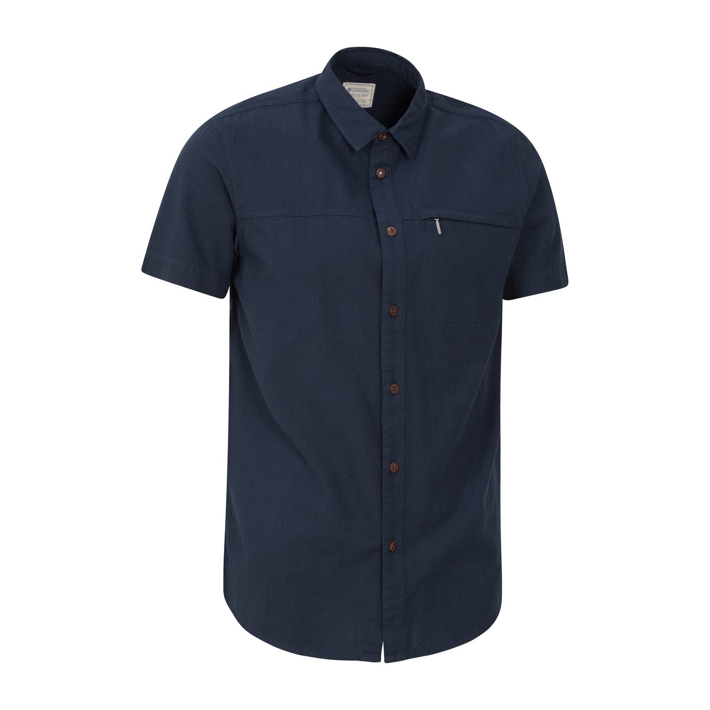 Navy - Side - Mountain Warehouse Mens Coconut Slub Short-Sleeved Shirt
