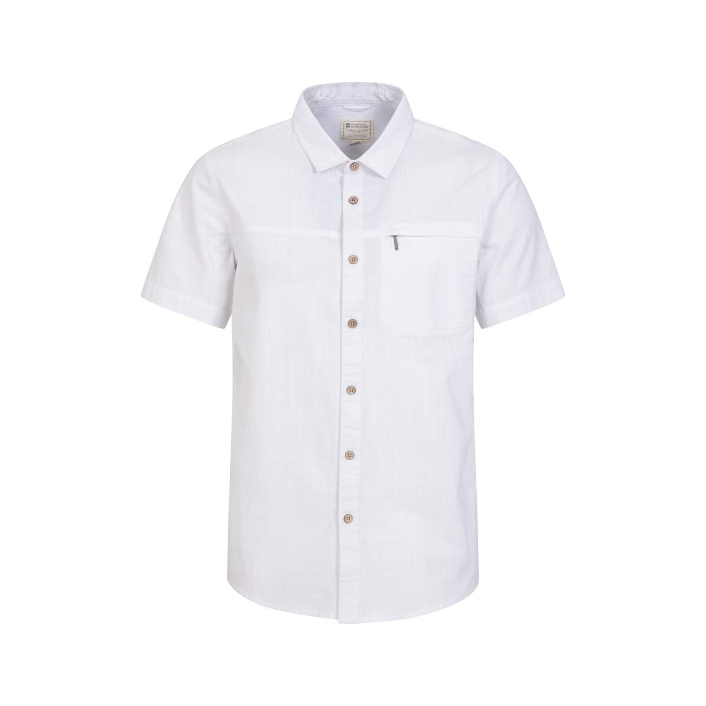 White - Front - Mountain Warehouse Mens Coconut Slub Short-Sleeved Shirt