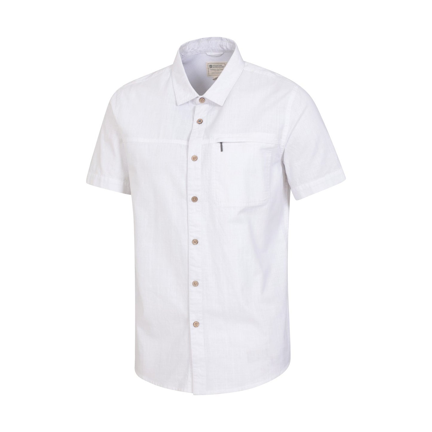 White - Side - Mountain Warehouse Mens Coconut Slub Short-Sleeved Shirt